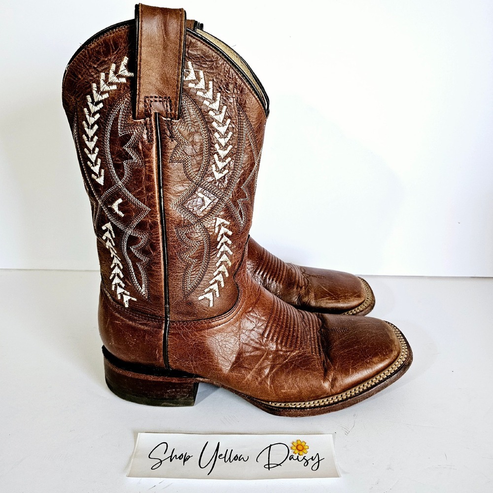 Cuatralba Brown Leather Square Toe Western Cowboy Boots Mens Sz 7 - Bo395.4‎